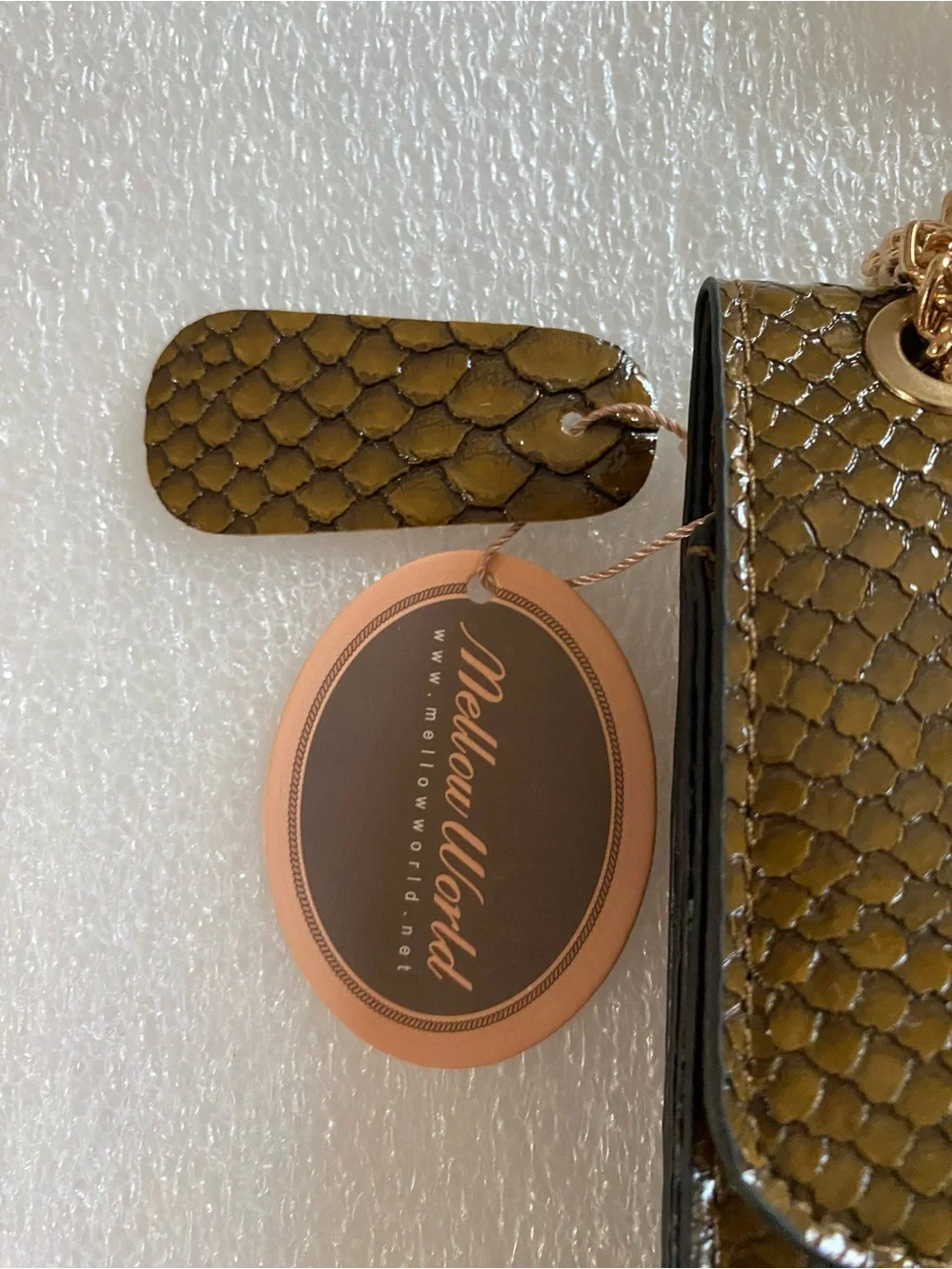 Mellow World Faux Snakeskin Brown Shoulder Bag / Crossbody with Gold Hardware